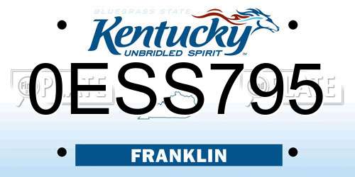 0ESS795 Kentucky License Plate