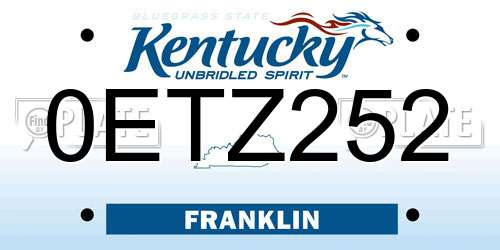 0ETZ252 Kentucky License Plate