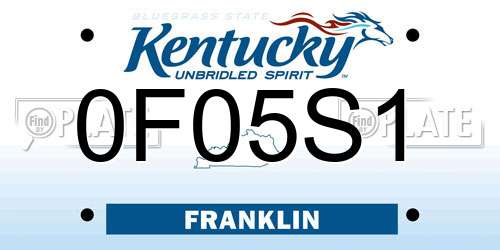 0F05S1 Kentucky License Plate