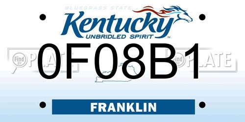 0F08B1 Kentucky License Plate