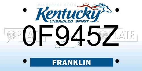 0F945Z Kentucky License Plate