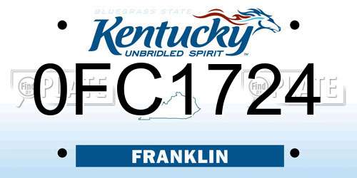 0FC1724 Kentucky License Plate