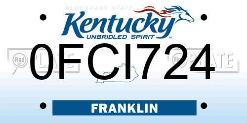0FCI724 Kentucky License Plate