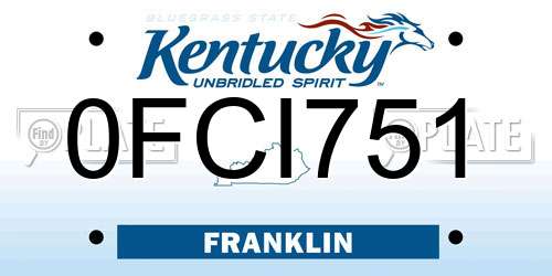 0FCI751 Kentucky License Plate