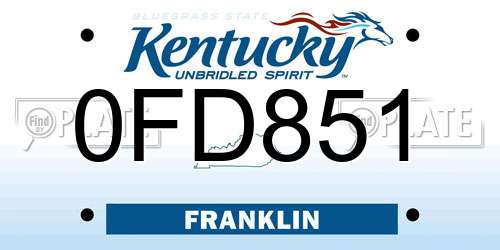 0FD851 Kentucky License Plate