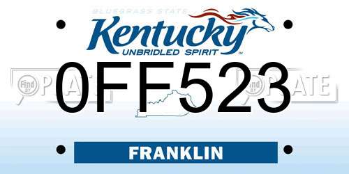0FF523 Kentucky License Plate