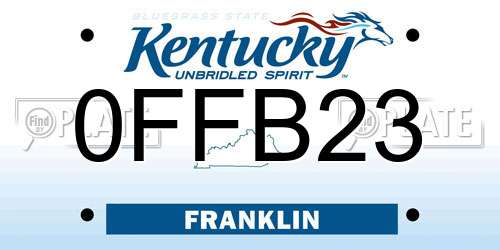 0FFB23 Kentucky License Plate