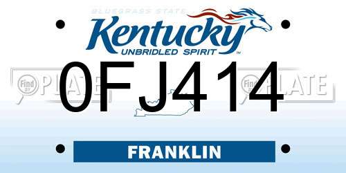 0FJ414 Kentucky License Plate
