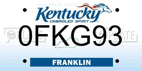 0FKG93 Kentucky License Plate
