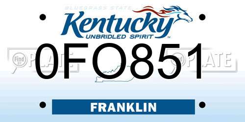 0FO851 Kentucky License Plate