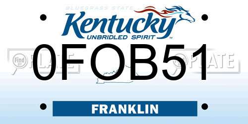 0FOB51 Kentucky License Plate