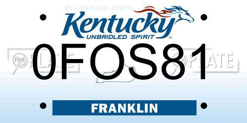0FOS81 Kentucky License Plate