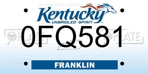 0FQ581 Kentucky License Plate