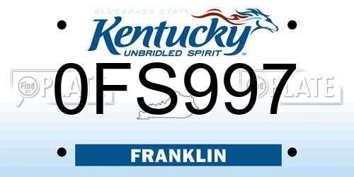 0FS997 Kentucky License Plate