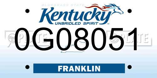 0G08051 Kentucky License Plate