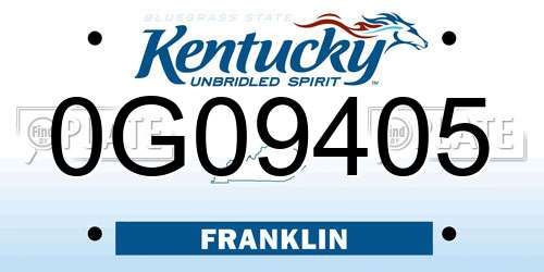 0G09405 Kentucky License Plate
