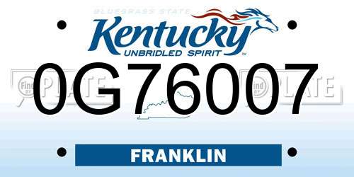 0G76007 Kentucky License Plate