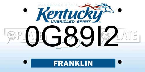 0G89I2 Kentucky License Plate