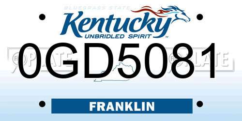 0GD5081 Kentucky License Plate