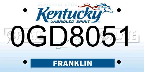 0GD8051 Kentucky License Plate