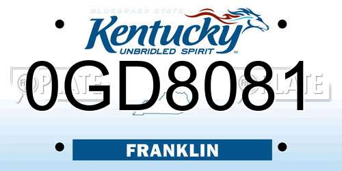 0GD8081 Kentucky License Plate