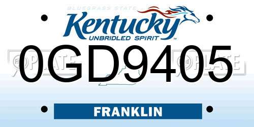 0GD9405 Kentucky License Plate