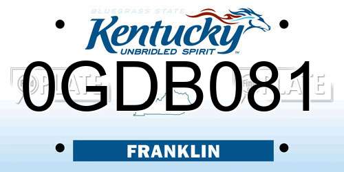 0GDB081 Kentucky License Plate