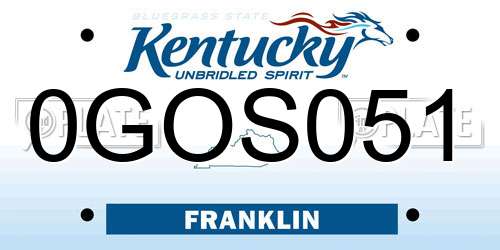 0GOS051 Kentucky License Plate