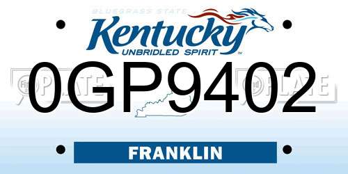 0GP9402 Kentucky License Plate