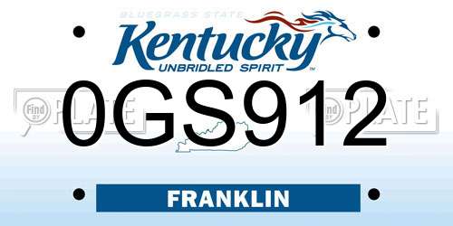 0GS912 Kentucky License Plate
