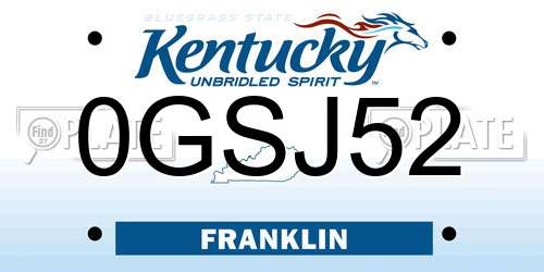 0GSJ52 Kentucky License Plate