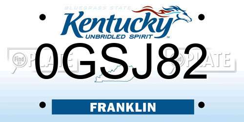 0GSJ82 Kentucky License Plate
