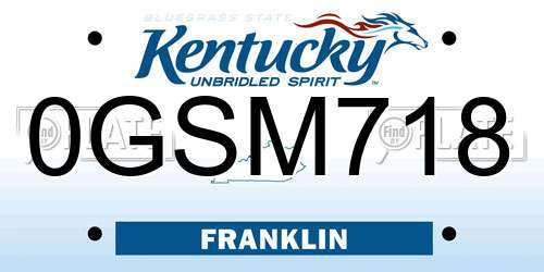 0GSM718 Kentucky License Plate