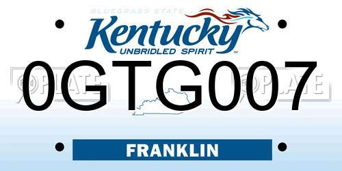 0GTG007 Kentucky License Plate