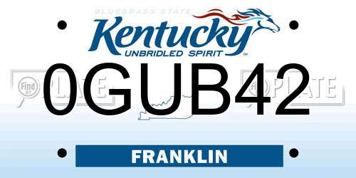 0GUB42 Kentucky License Plate