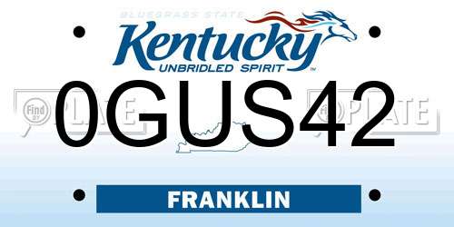 0GUS42 Kentucky License Plate
