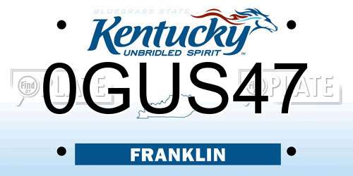 0GUS47 Kentucky License Plate