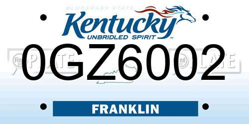 0GZ6002 Kentucky License Plate