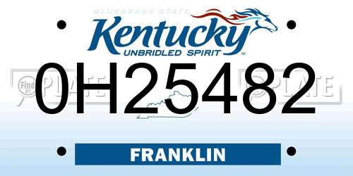 0H25482 Kentucky License Plate