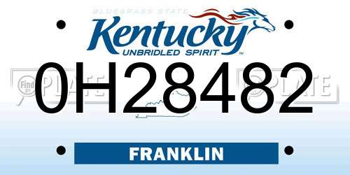 0H28482 Kentucky License Plate