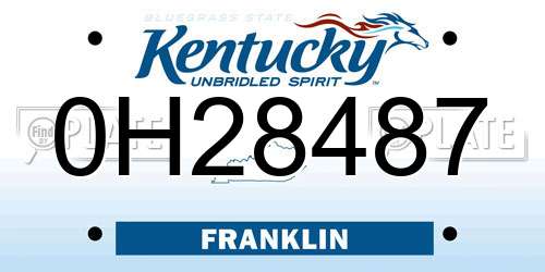 0H28487 Kentucky License Plate