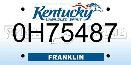 0H75487 Kentucky License Plate