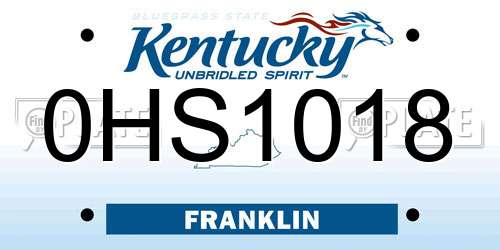 0HS1018 Kentucky License Plate