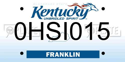 0HSI015 Kentucky License Plate