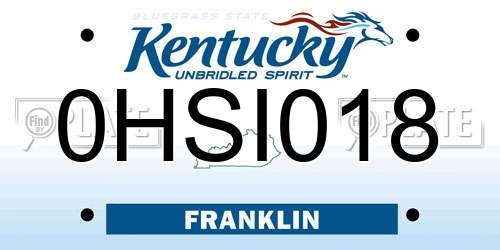 0HSI018 Kentucky License Plate