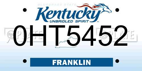 0HT5452 Kentucky License Plate
