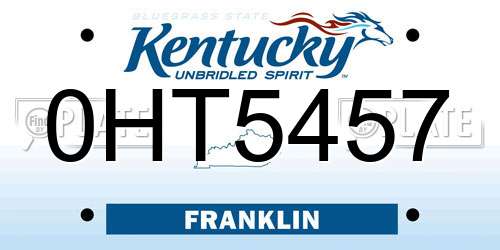 0HT5457 Kentucky License Plate