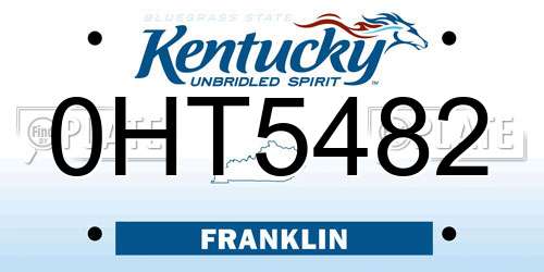 0HT5482 Kentucky License Plate