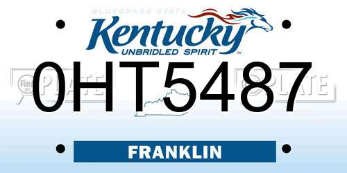 0HT5487 Kentucky License Plate