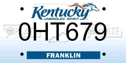 0HT679 Kentucky License Plate
